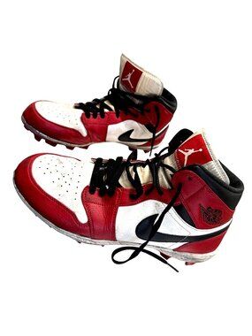Nike Air Jordan 1 TD Retro Football Cleats Red/White/Black Size 11 Mens Shoes